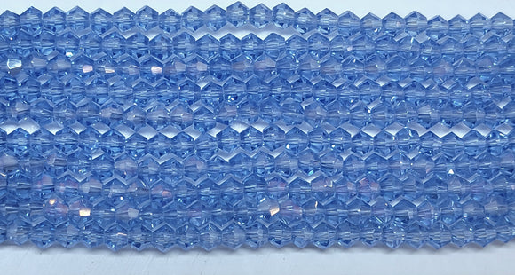 4mm Glass Bicone, Transparent Blue AB