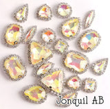 Crystal Rhinestone Flat Backs with sew down holes, 20pc Jonquil AB