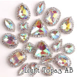Crystal Rhinestone Flat Backs with sew down holes, 20pc Light Topaz AB