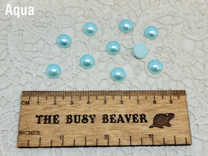 10mm Resin Flat Back - 10pc Half Round Aqua