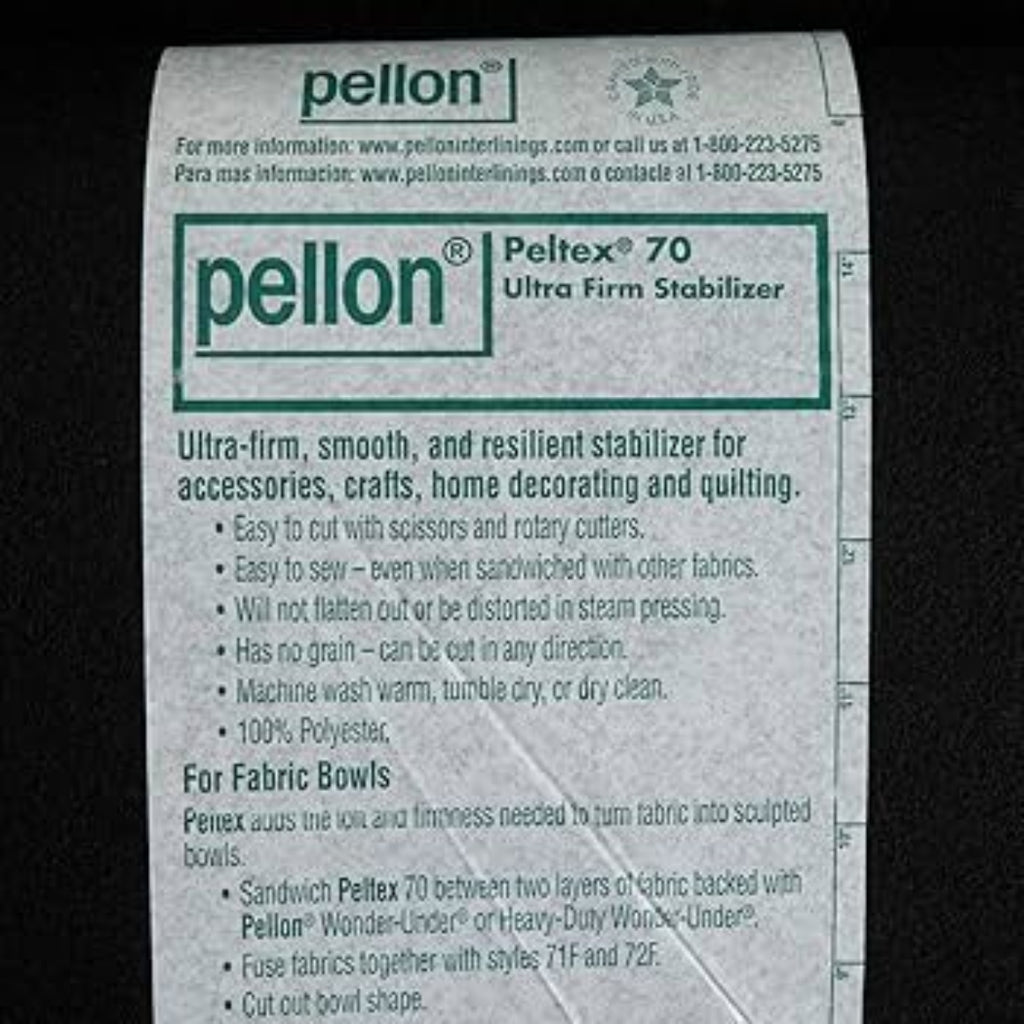 Pellon packaging label for black extra firm beading pellon with care instructions