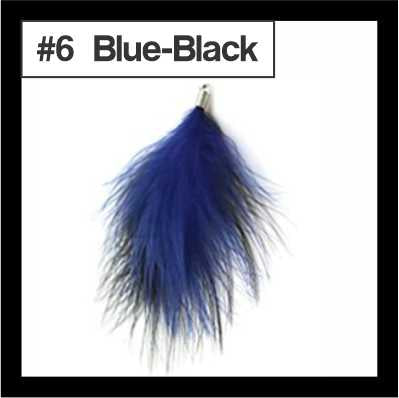 Fluffy 8cm feather tassel blending blue and black, with a silver-tone cap, labelled #6