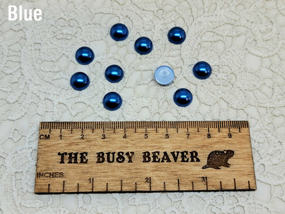 10mm Resin Flat Back - 10pc Half Round Blue