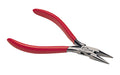 Chain nose pliers with a straight tapered tip and red handles