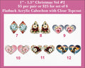Vol 2 Christmas cabs: six pairs of floral hearts, poinsettia triangles and snowy horse hearts in pink, red and blue