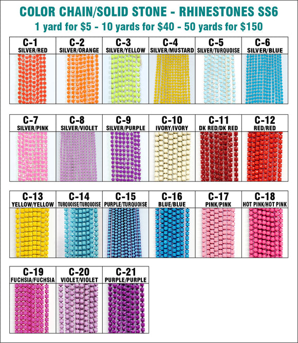 Color Chain / Solid Stones - Rhinestone Banding ss6