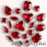 Crystal Rhinestone Flat Backs with sew down holes, 20pc Dark Red Crystal