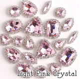 Crystal Rhinestone Flat Backs with sew down holes, 20pc Light Pink Crystal