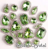 Crystal Rhinestone Flat Backs with sew down holes, 20pc Peridot Crystal
