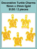 Decorative Turtle Charm 15mm x 21mm