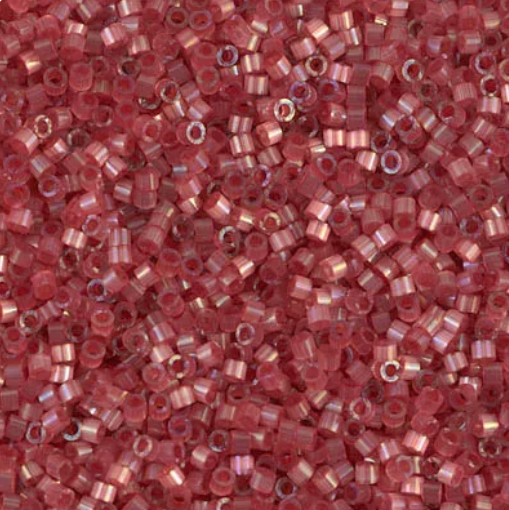 Close-up of Miyuki Delica 11/0 DB1805 cylinder beads in dyed dark berry with a silk satin sheen