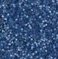 Close-up of Miyuki Delica 11/0 DB1811 cylinder beads in dyed dusk blue with a silk satin sheen
