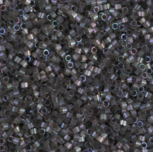 Close-up of Miyuki Delica 11/0 DB1818 cylinder beads in dyed rustic grey with a silk satin sheen