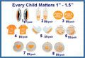 Eight pairs of 1 to 1.5 inch silver mirror Every Child Matters cabochons (cabs) with orange shirt, feather and hand designs