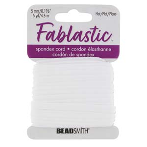 Fablastic white spandex cord package seen from the front on a white background