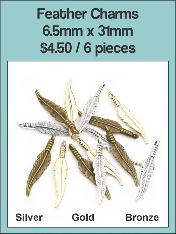 6.5mm x 31mm Feather Charm