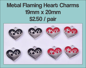 19mm x 20mm Flaming Heart Charm