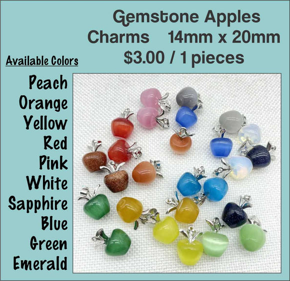 14mm x 20mm Gemstone Apple Charm