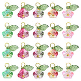 8mm x 14mm Glass Flower & Leaf Charms, 50pc