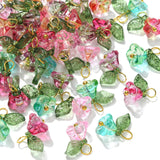 8mm x 14mm Glass Flower & Leaf Charms, 50pc