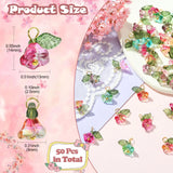8mm x 14mm Glass Flower & Leaf Charms, 50pc