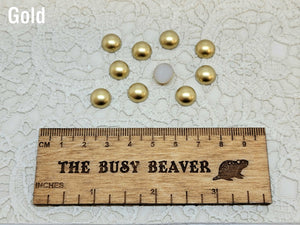 10mm Resin Flat Back - 10pc Half Round Gold