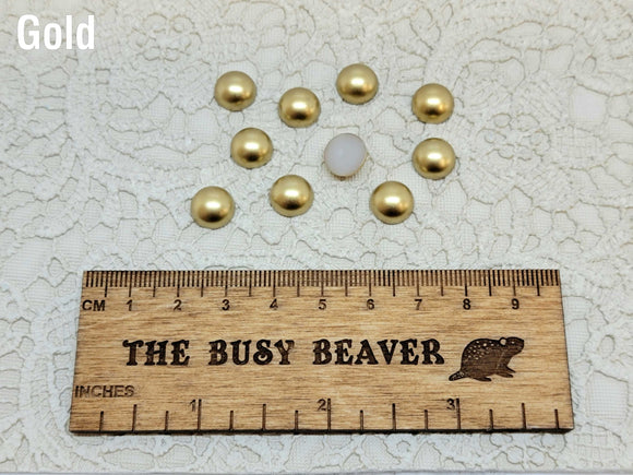10mm Resin Flat Back - 10pc Half Round Gold