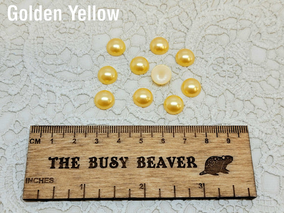 10mm Resin Flat Back - 10pc Half Round Golden Yellow