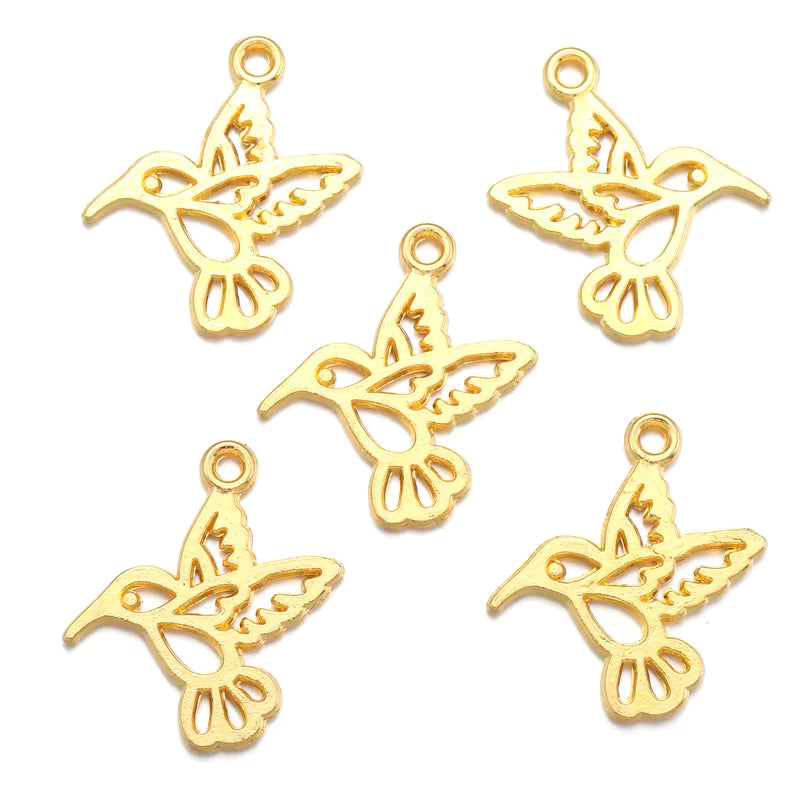 17mmx9mm Gold Hummingbird