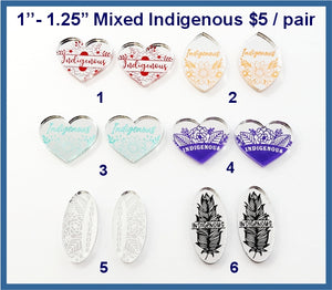 1" - 1.25'' Mixed Indigenous, Mirror Cabochons