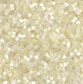 Close-up of Miyuki Delica 11/0 DB0672 cylinder beads in ivory with a silk satin sheen