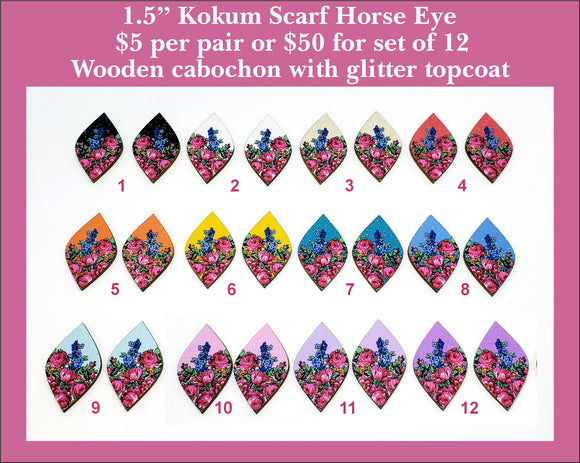 1.5'' Kokum Scarf Horse Eye, Wood Cabochon