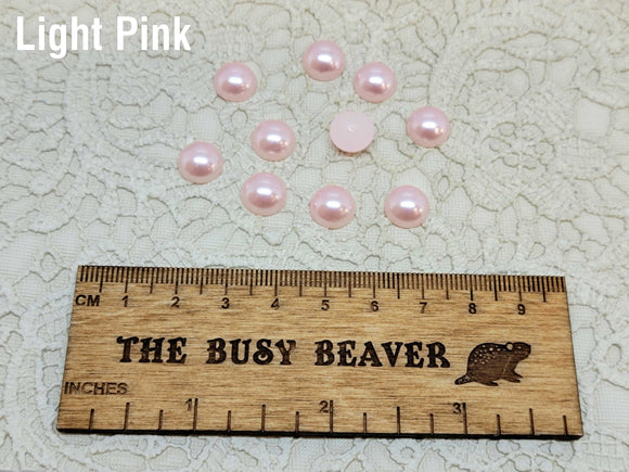 10mm Resin Flat Back - 10pc Half Round Light Pink