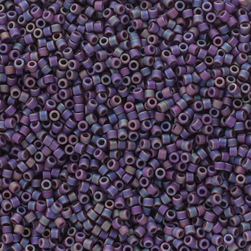 Close-up of Miyuki Delica 11/0 DB0870 cylinder beads in matte transparent light amethyst