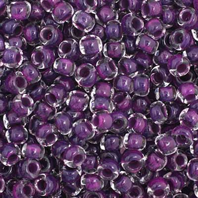 Close-up of Preciosa 11/0 Czech glass seed beads in colour-lined mauve