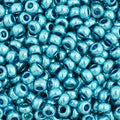 Close-up of Preciosa 11/0 Czech glass seed beads in metallic blue