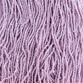 Close-up of strung Preciosa 13/0 true cut charlotte beads in metallic violet terra