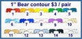 Fifteen pairs of 1 inch contour-cut mirror acrylic bear cabochons (cabs) in rainbow, pastel and metallic colours