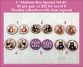 Six pairs of 1 inch round Mother's Day cabochons (cabs) with bears and Mama Bear lettering