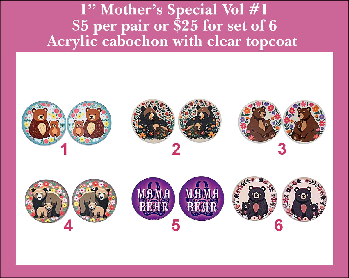 1'' Mother's Special Vol 1, UV Printed Acrylic Cabochons