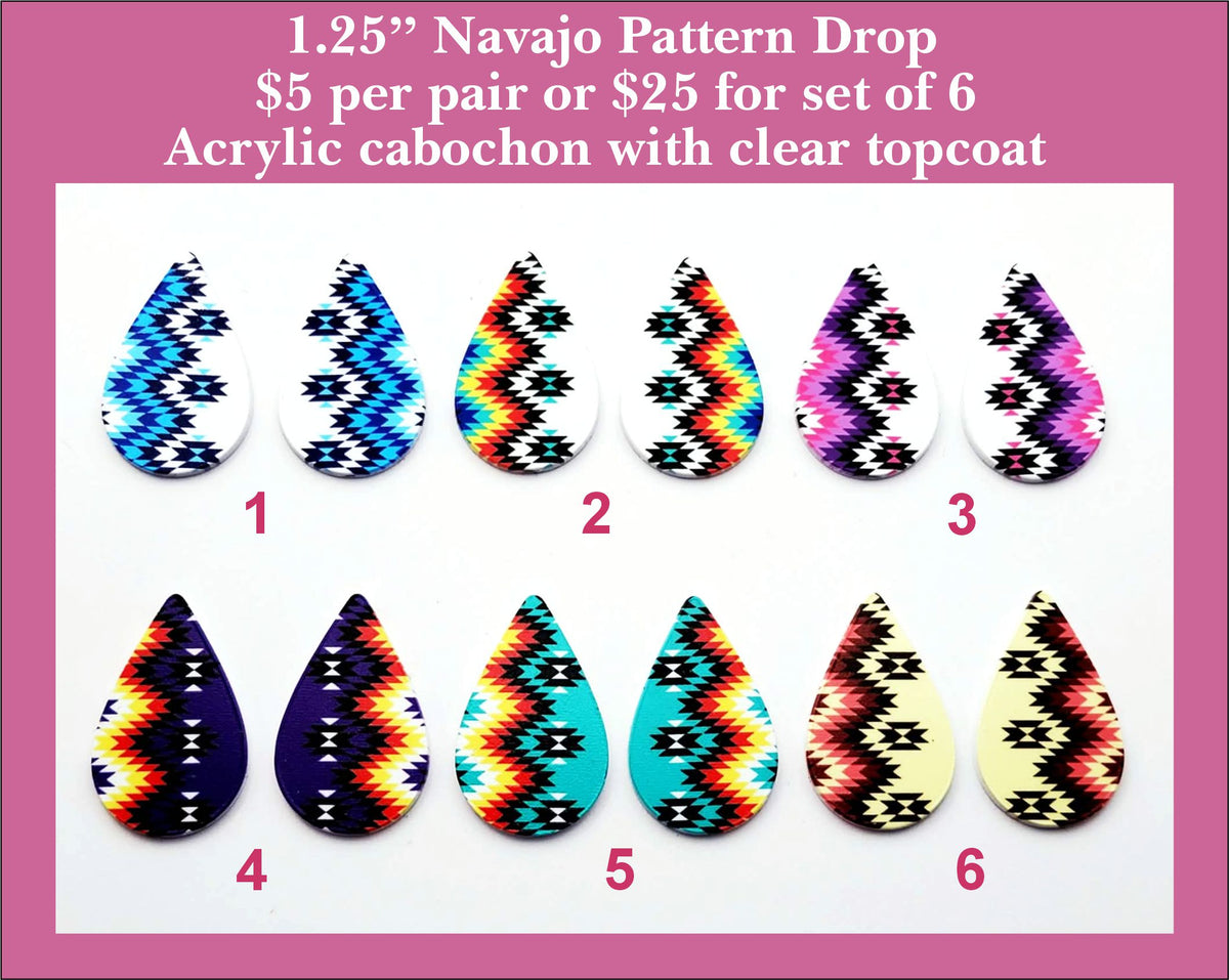 1.25'' Navajo Pattern A Drop, Flatback Cabochon