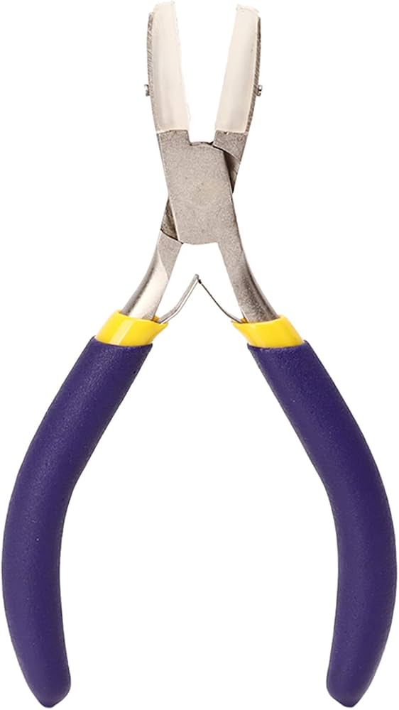Flat nose pliers with nylon jaws and purple handles on a white background