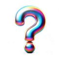 Rainbow question mark graphic for the 37mm mystery heart cabochon (cab); the actual design isn't shown