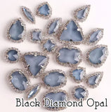 Crystal Rhinestone Flat Backs with sew down holes, 20pc Black Diamond Opal