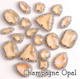Crystal Rhinestone Flat Backs with sew down holes, 20pc Champagne Opal