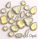 Crystal Rhinestone Flat Backs with sew down holes, 20pc Jonquil Opal