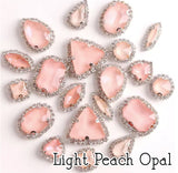 Crystal Rhinestone Flat Backs with sew down holes, 20pc Light Peach Opal