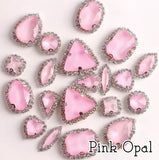 Crystal Rhinestone Flat Backs with sew down holes, 20pc Pink Opal
