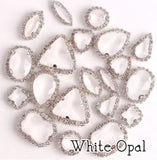Crystal Rhinestone Flat Backs with sew down holes, 20pc White Opal