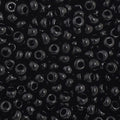 Close-up of Preciosa 11/0 Czech glass seed beads in opaque black